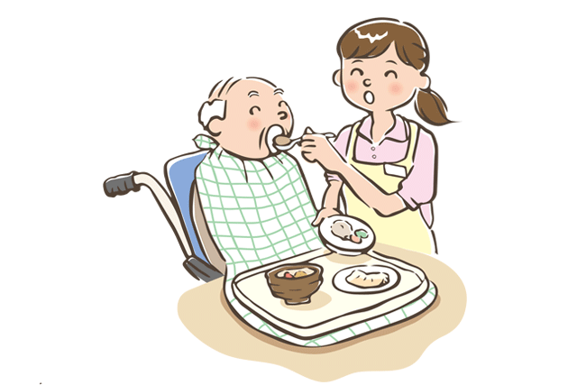 介護で食事ケアを受けている高齢男性
